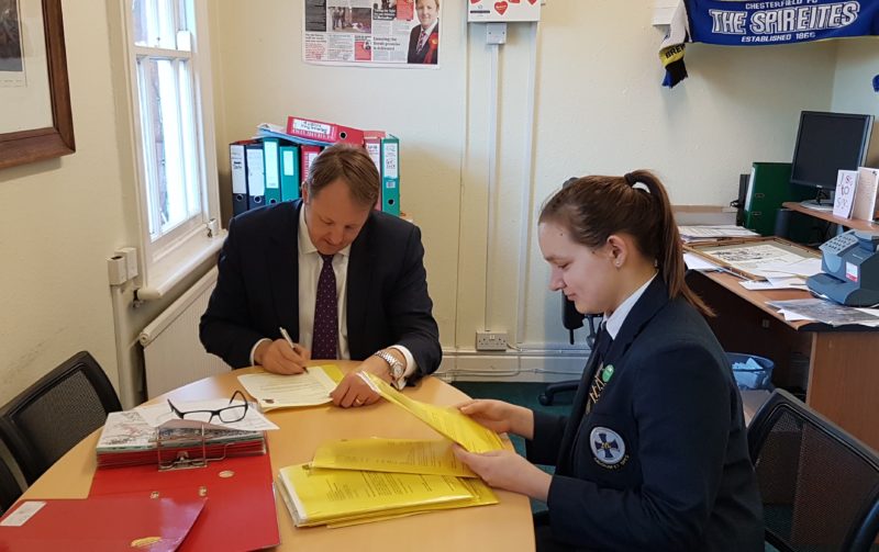 Evelina is currently doing work experience one afternoon a week in Toby’s constituency office