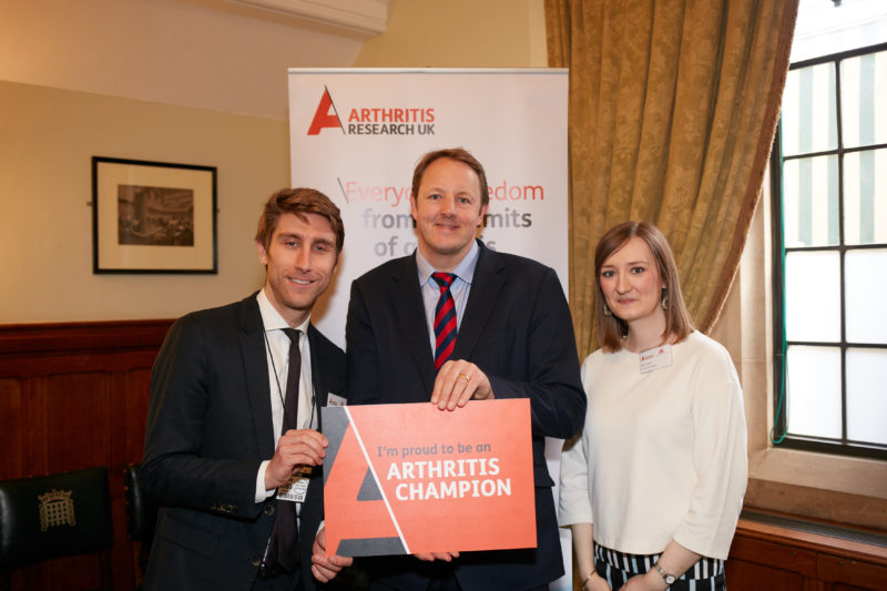Toby, who became an Arthritis Champion in July 2017, at the launch of Arthritis UK