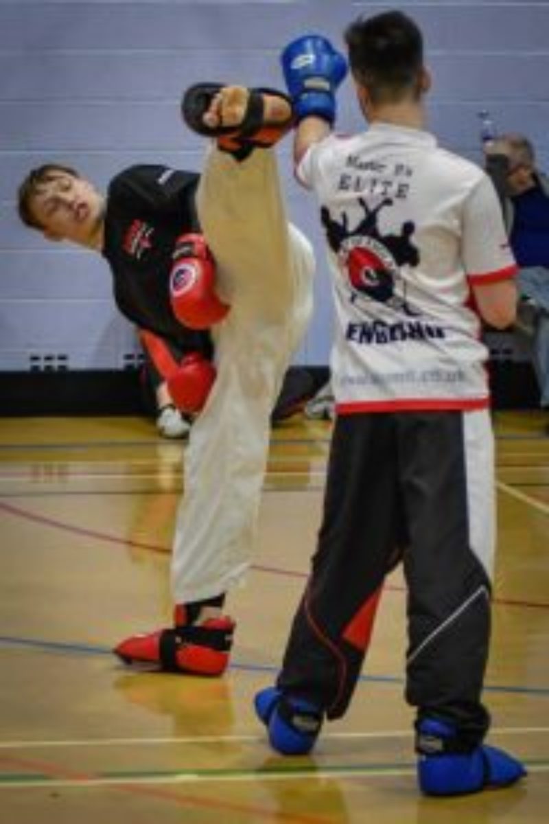 Aaron in action during training