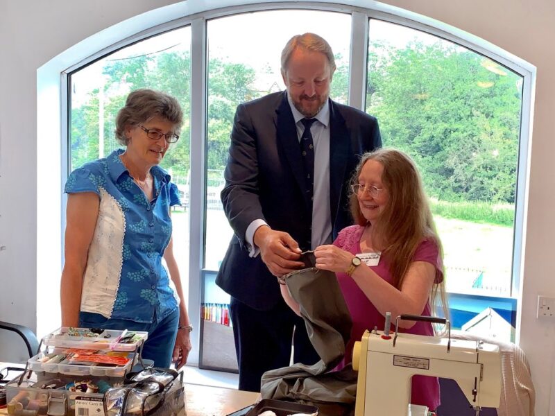 Toby with repairers Margaret Hersee and Sue Scott