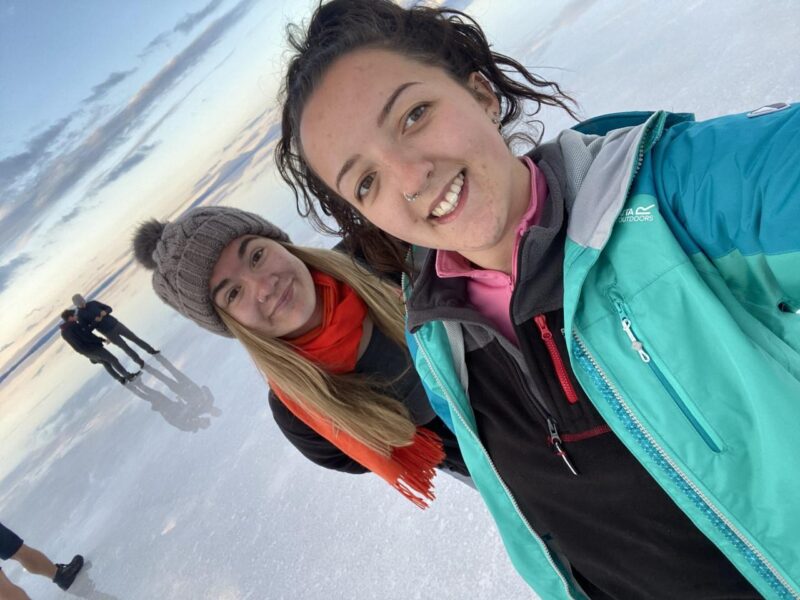 Stevie Chandler (right) is currently stuck in Cusco, Peru