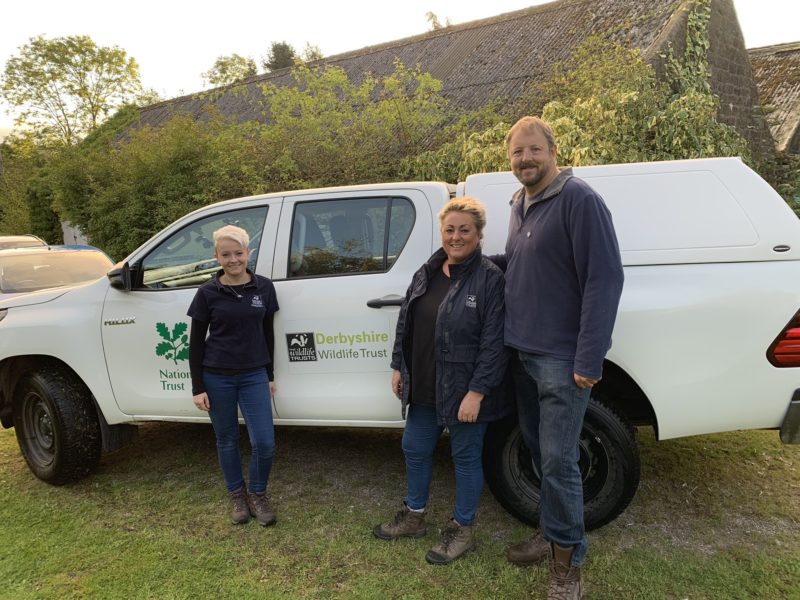 Toby Perkins in 2019 with Derbyshire Wildlife Trust helping vaccinate badgers