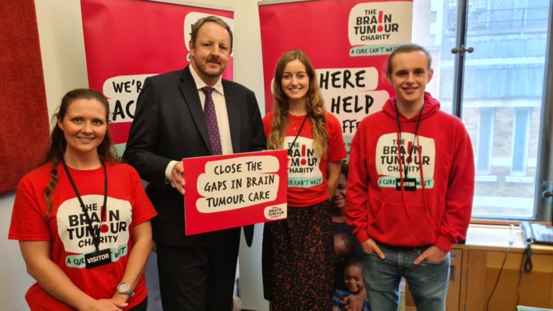 Toby with The Brain Tumour Charity’ in Parliament to talk with ambassadors, staff and those effected by tumours to talk about the important work of the organisation