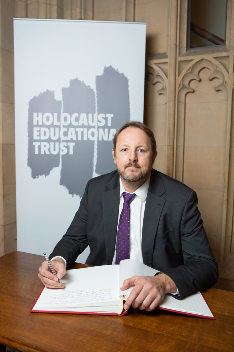 Toby Perkins MP signing the Holocaust Educational Trust’s Book of Commitment