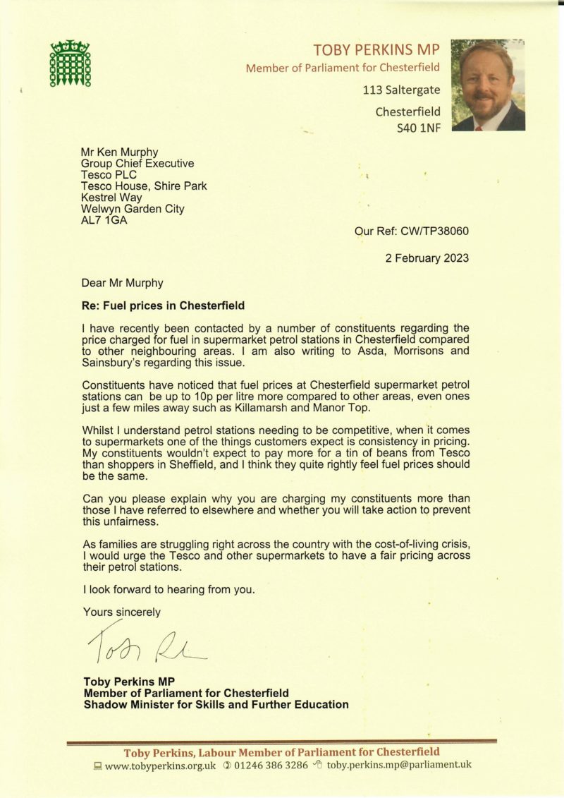 Toby has written to the bosses at Tesco, Morrisons, Asda and Sainsbury